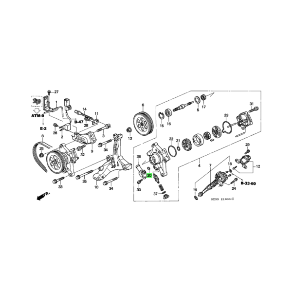 Honda OEM - Honda K-Series Power Steering Low Pressure Line O-Ring